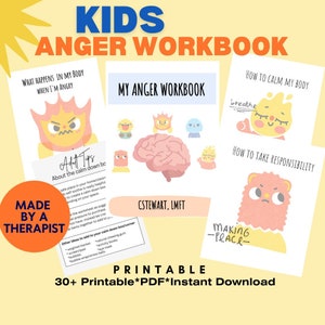 Kinder-Wutbuch, Kindertherapie-Arbeitsbuch, Wut-Arbeitsbuch, Emotionsregulierung Kinder, Kinderbewältigungswerkzeuge Arbeitsbuch druckbar, Wuttherapie