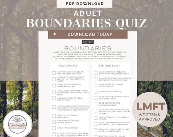 Boundaries Quiz & Reflection Worksheet: Therapy Tool (PDF Download)