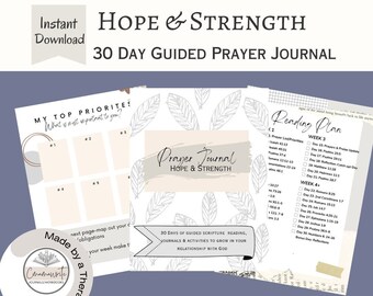 30-Day Christian Prayer Journal: Hope & Strength (PDF Printable)