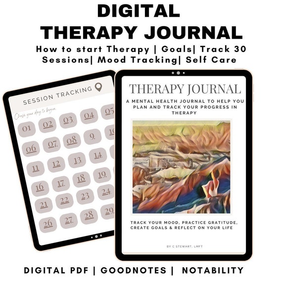 Digital Therapy Journal: Mental Health Tracker, Self-Care (PDF)