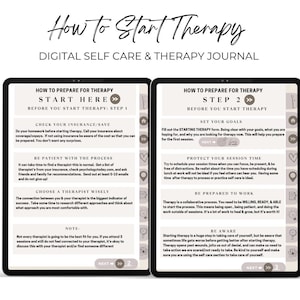 How to start therapy, how to find a therapist, how to set therapy goals, protect your session time, be prepared work, set time for yourself, therapy journal, Track 30 therapy sessions, track therapy, track your growth in therapy, digital PDF journal