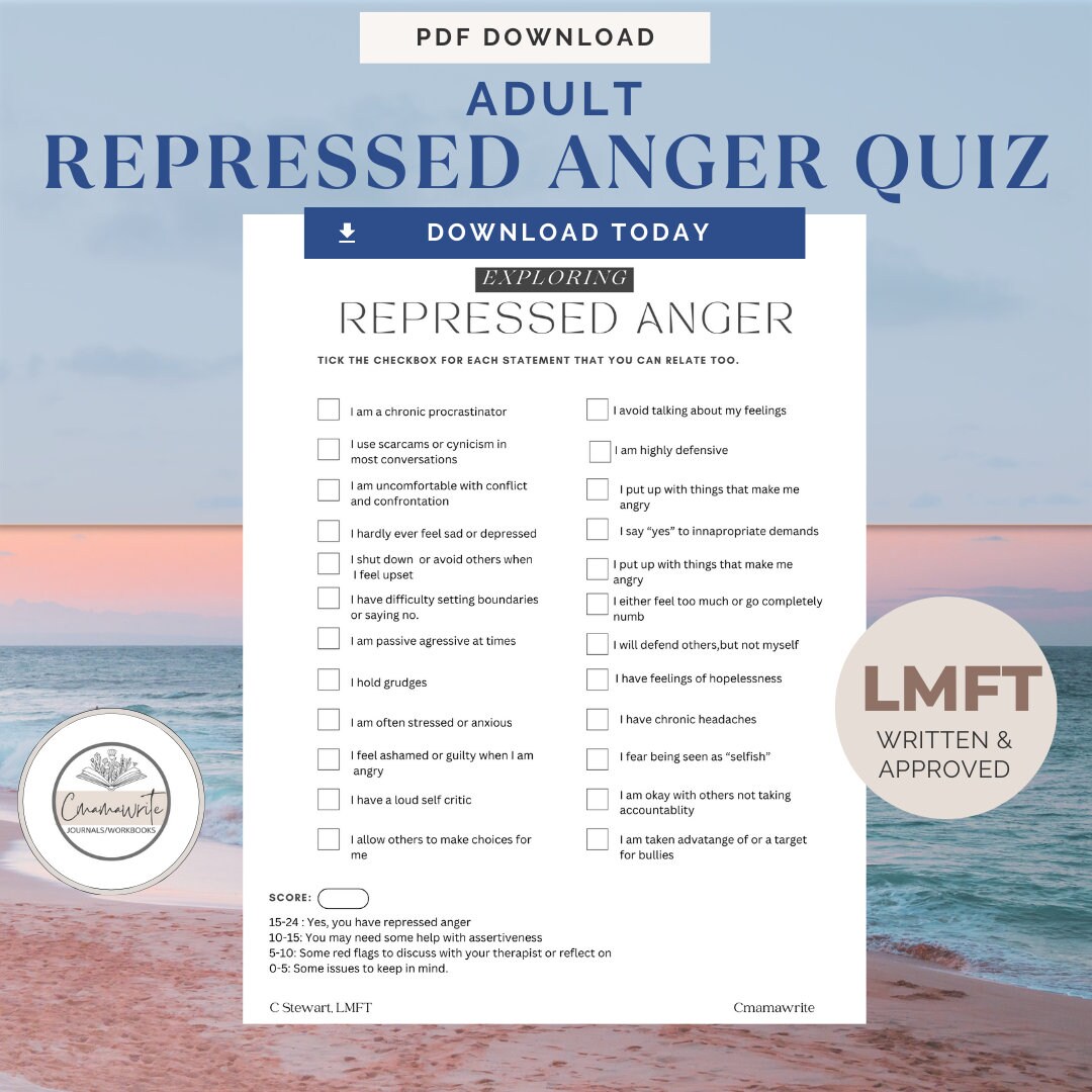 Repressed Anger Quiz: Self-reflection Worksheet (PDF Download) - Etsy