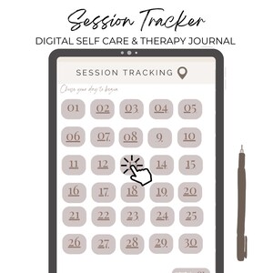 Track 30 therapy sessions, track therapy, track your growth in therapy, digital PDF journal, Goodnotes Therapy Journal, Notability Therapy Journal, Digital self care journal