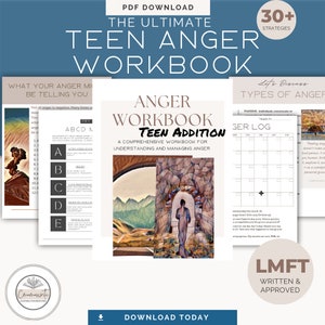 Teen Anger Workbook for Teen Anger Management Worksheets, Emotional Regulation for Teens, Anger Exploration, Teen Mental Health Workbook