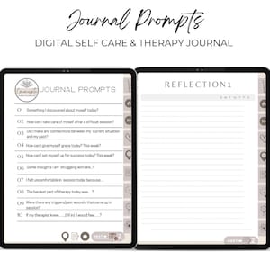 Therapy journaling, journal prompts, journal prompts for being in therapy, journaling pages, digital journaling, digital journaling  PDF for iPad, Goodnotes journal for therapy, Notability Journal
