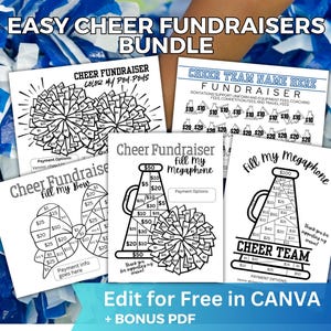 Editable Cheer Fundraiser Flyer Printable Bundle, Cheerleading Team Fundraising Form edit in Canva, Cheer Bow Fundraiser, Fill My Megaphone