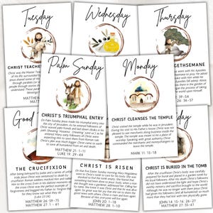 Holy Week Countdown, Holy Week Study Cards, Holy Week Advent, Easter Advent, Easter Bible Study Guide Devotional, Printable Holy Week Cards
