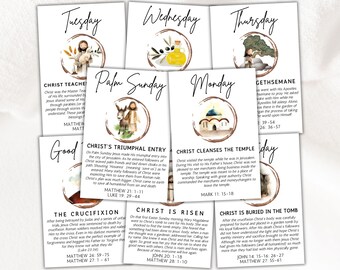Holy Week Countdown, Holy Week Study Cards, Holy Week Advent, Easter Advent, Easter Bible Study Guide Devotional, Printable Holy Week Cards