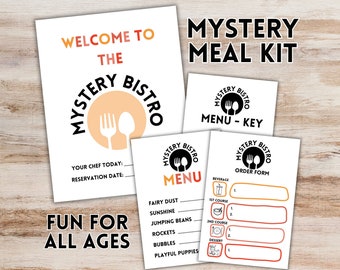 Mystery Dinner Menu, April Fool's Day Mystery Meal Party Printable for Date Night, Family Dinner, Youth Group Activities and Kids Parties