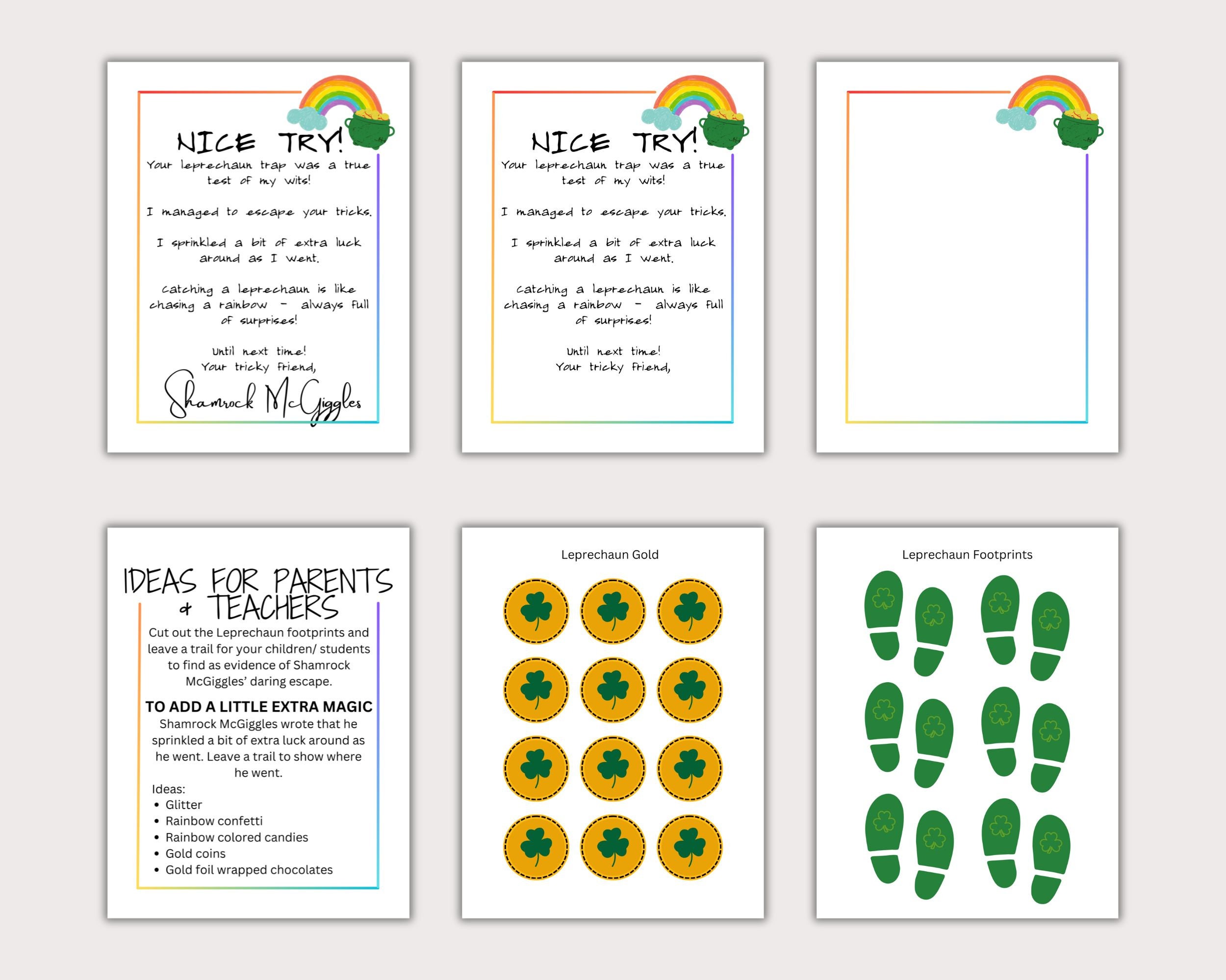 Leprechaun Letter for Kids Printable, Leprechaun Trap Note, St. Patrick ...