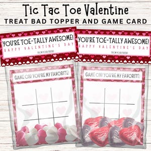 Druckbare Valentinstag Tic Tac Toe Kinderkarten, Tic Tac Toe Valentinstag Leckerli Beutel Topper und Spielbrett Set, Du bist Toe-Tally Super