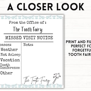 Printable Tooth Fairy Apology Letter, Tooth Fairy Forgot to Come Note ...