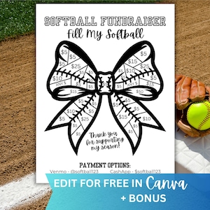 Softball Fundraiser, Editable Softball Fundraiser Printable, Easy Softball Team Fundraising Form, Sports Fundraiser Flyer Editable in Canva