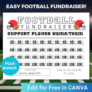Editable Football Fundraiser Template, Printable Football Team Fundraiser, Sponsor My Season Fundraiser Flyer, Black Out My Board Fundraiser