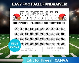 Editable Football Fundraiser Template, Printable Football Team Fundraiser, Sponsor My Season Fundraiser Flyer, Black Out My Board Fundraiser