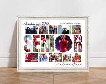 Aangepaste cheerleading senior cadeau, gepersonaliseerde cheerleader senior avond, 2025 cheerleader fotocollage, klasse van 2025 cheer senior poster