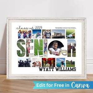 Football Senior Gift, Canva Football Template, 2025 Football Photo Collage, Football Senior Night Poster, Football Player Custom Photo Gift