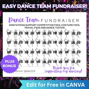 Editable Dance Fundraiser, Support My Season Fundraiser Flyer editable in Canva, Dance Competition Season, Dance Team Fundraiser