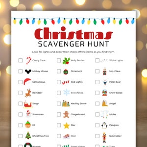 Christmas Lights Scavenger Hunt | Outdoor Christmas Scavenger Hunt | Family Fun Christmas Activity | Printable Christmas Game for Kids