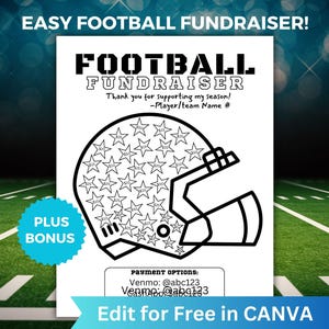 Editable Football Fundraiser Template, Easy Football Fundraiser Flyer, Fill My Helmet Fundraiser editable in Canva, Flag Football Fundraiser