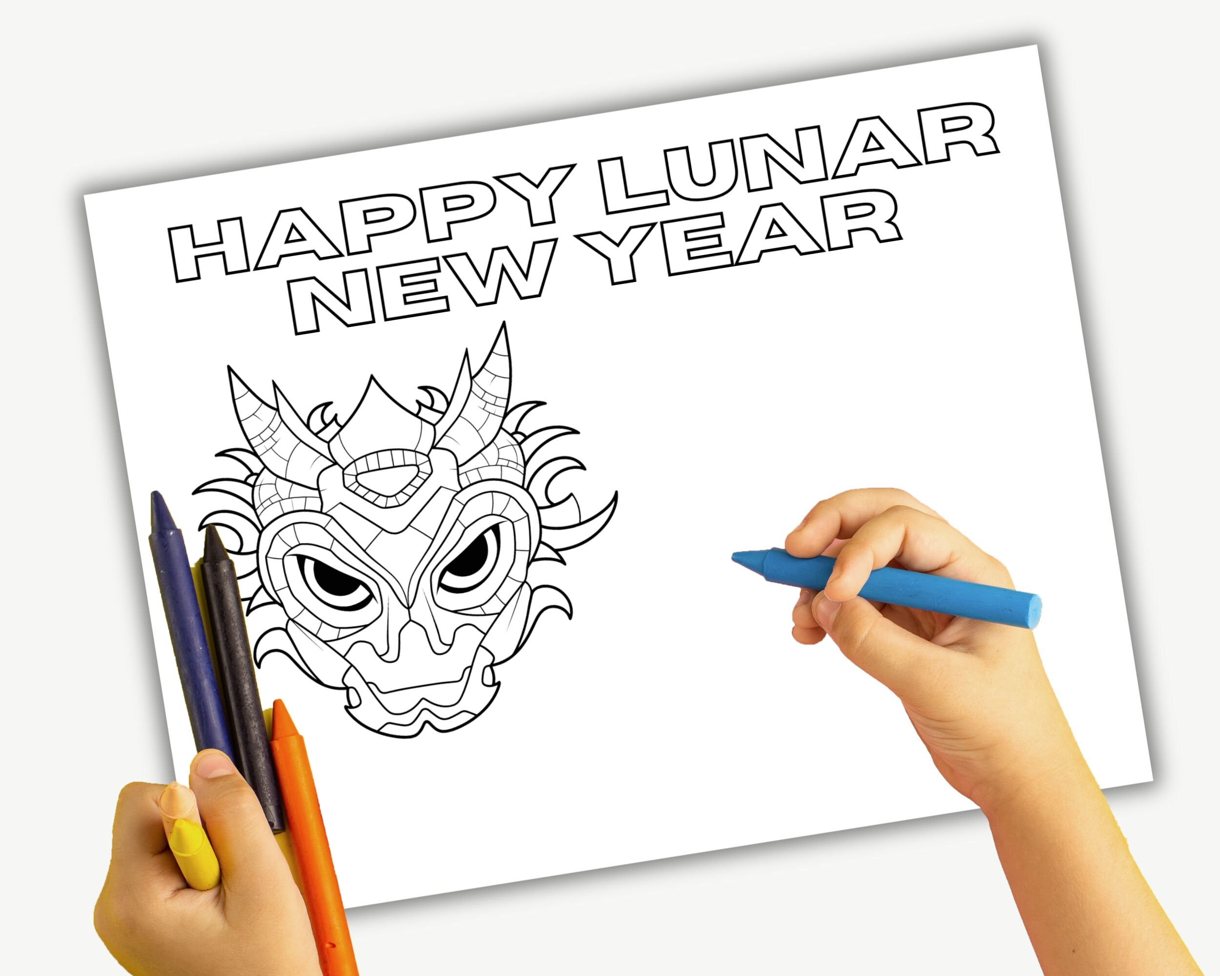 Lunar New Year Handprint Dragon Art Printable, Chinese New Year Craft ...