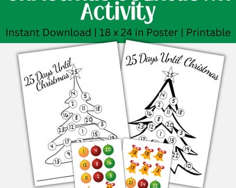 Christmas Countdown Activity for Kids | Christmas Countdown Calendar | Christmas Advent Poster Activity | Countdown to Christmas Activity