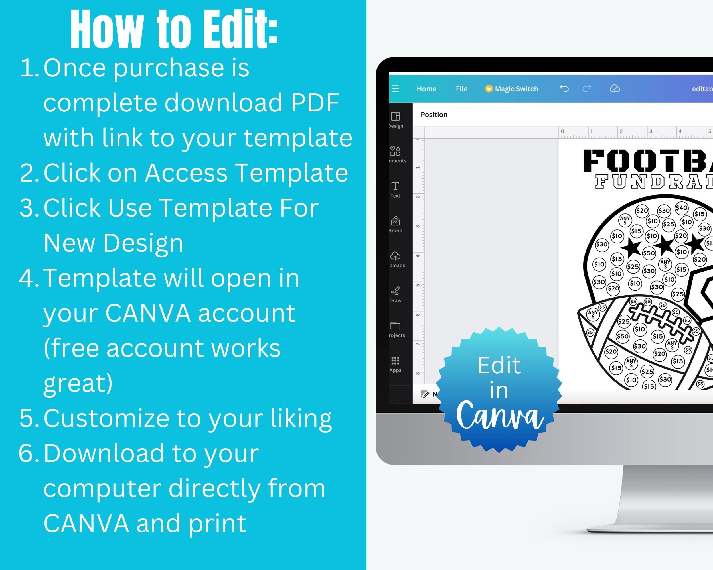 Editable Football Fundraiser Template, Easy Football Fundraiser Flyer