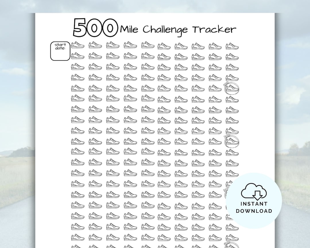 500 Mile Tracker Challenge Tracker, 500 Mile Walking Tracker, Walking ...