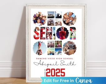 Cheerleader senior cadeau, canvas cheer sjabloon, 2025 cheerleader fotocollage, cheer senior nacht poster, cheerleader aangepaste fotocadeau