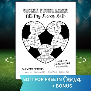 Soccer Fundraiser Template, Soccer Ball Fundraiser, Soccer Team Fundraiser Editable in Canva, Club Soccer Sponsor My Season, Fill My Ball