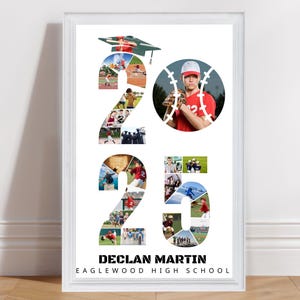 Custom Baseball 2025 Senior Night Photo Collage, Baseball Senior Night Poster, Personalized Photo Collage Gift for Seniors Graduation Poster