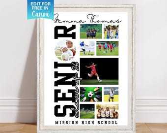 Regalo de fin de curso de fútbol, Plantilla de póster para la noche de fin de curso de fútbol (Canva), Collage de fotos de fútbol 2026, Regalo de fotos personalizado de fútbol, Banquete de premios deportivos