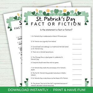St. Patrick's Day Trivia Game Printable, St. Patrick's Day Party Game ...