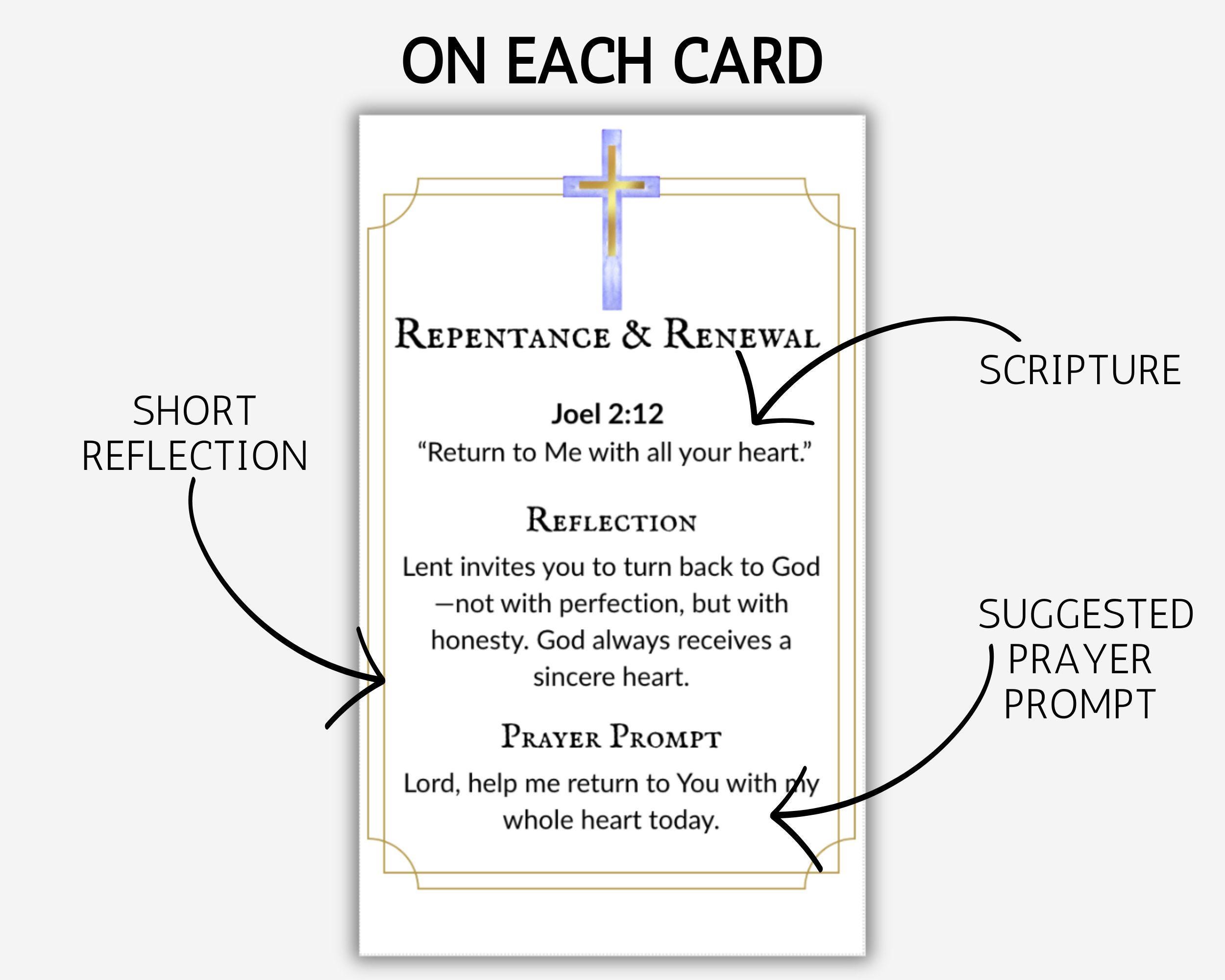 Lent Scripture Cards Printable Prayer Cards 40 Days of Lent Bible ...