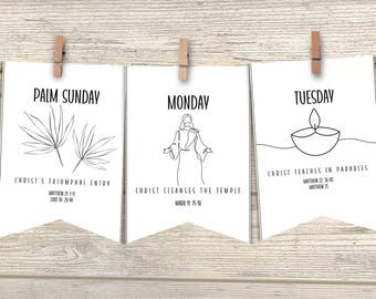 Holy Week Countdown, Holy Week Study Cards, Holy Week Advent, Easter Advent Bible Study Guide Devotional, LDS Holy Week Easter Story
