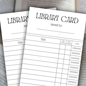 Bibliotheekkaart bladwijzer leeslijst afdrukbaar, leesbladwijzer, leestracker, leeslogboek, vintage bibliotheekkaart bladwijzer, grote bladwijzer
