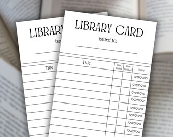 Library Card Bookmark Reading List Printable, Reading Bookmark, Reading Tracker, Reading Log, Vintage Library Card Bookmark, Large Bookmark