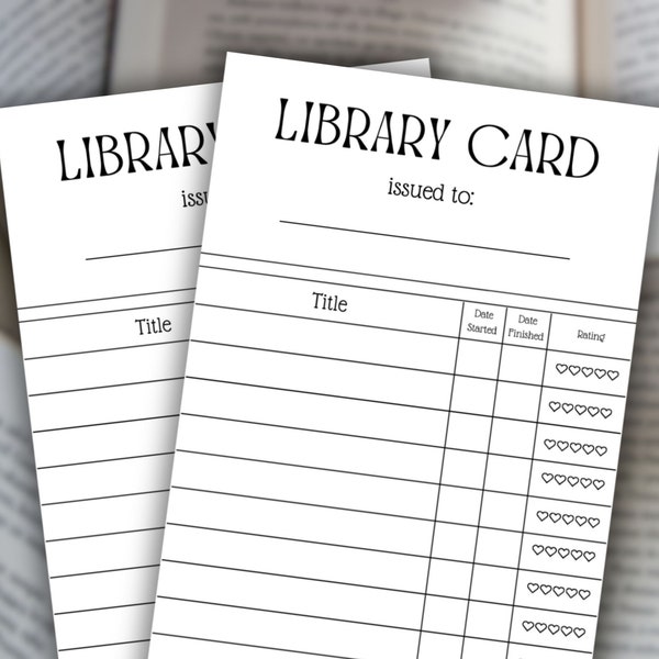 Library Card Bookmark Reading List Printable, Reading Bookmark, Reading Tracker, Reading Log, Vintage Library Card Bookmark, Large Bookmark