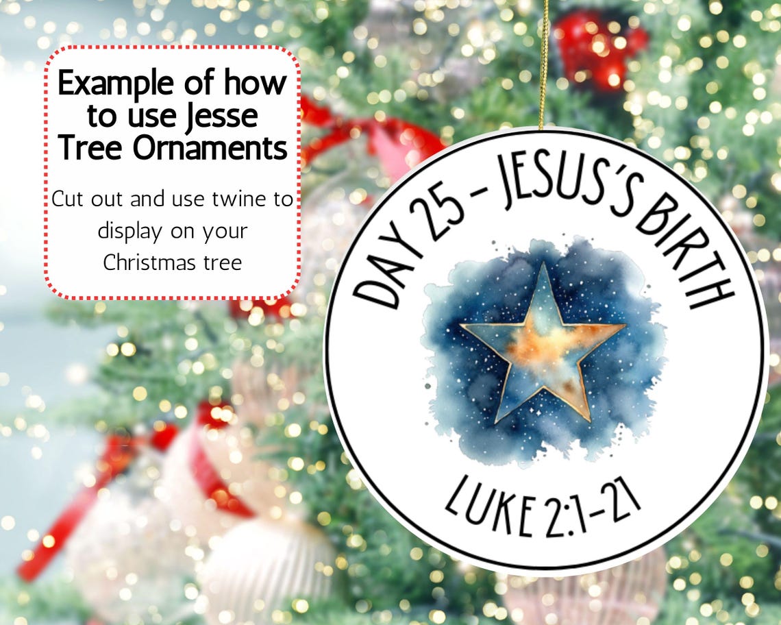 Jesse Tree Advent Ornaments Printable | Advent Countdown Decorations ...