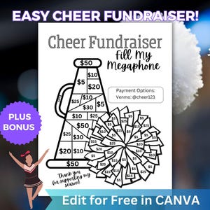 Fill My Megaphone Cheer Fundraiser Printable, Cheerleading Team Fundraising Form editable in Canva, Cheer Bow Fundraiser, Sponsor my Season