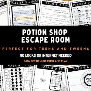 Escape Room Kit, Escape the Haunted House Printable Escape Party Game for Teens and Tweens, Halloween Mystery Escape Room Puzzles