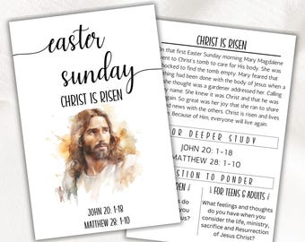 Holy Week Study Cards Easter Advent Printable Christian Easter Bible Study Devotional for Kids, LDS Holy Week Countdown Easter Story Cards