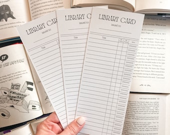 Bibliotheksausweis Lesezeichen Lesetracker kleinere Version, druckbare Leseliste, Lesezeichen, Lesetagebuch, Vintage Bibliotheksausweis Lesezeichen