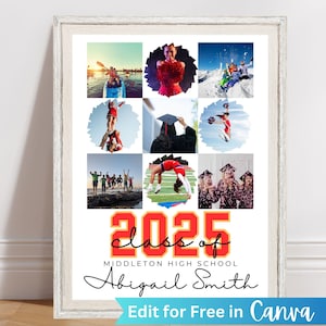 チアリーダー シニア ギフト、Canva チア テンプレート、2025 チアリーダー フォト コラージュ、チア シニア ナイト ポスター、チアリーダー カスタム フォト ギフト