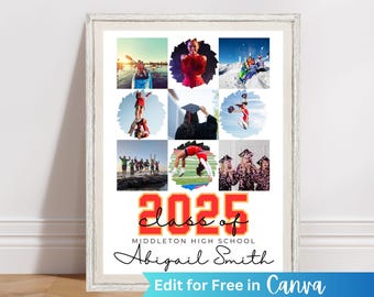 Cheerleader senior cadeau, canvas cheer sjabloon, 2025 cheerleader fotocollage, cheer senior nacht poster, cheerleader aangepaste fotocadeau