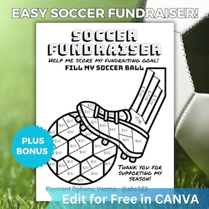 Editable Soccer Ball Fundraiser, Soccer Fundraiser, Soccer Team Fundraiser Editable in Canva, Club Soccer Sponsor My Season, Fill My Ball