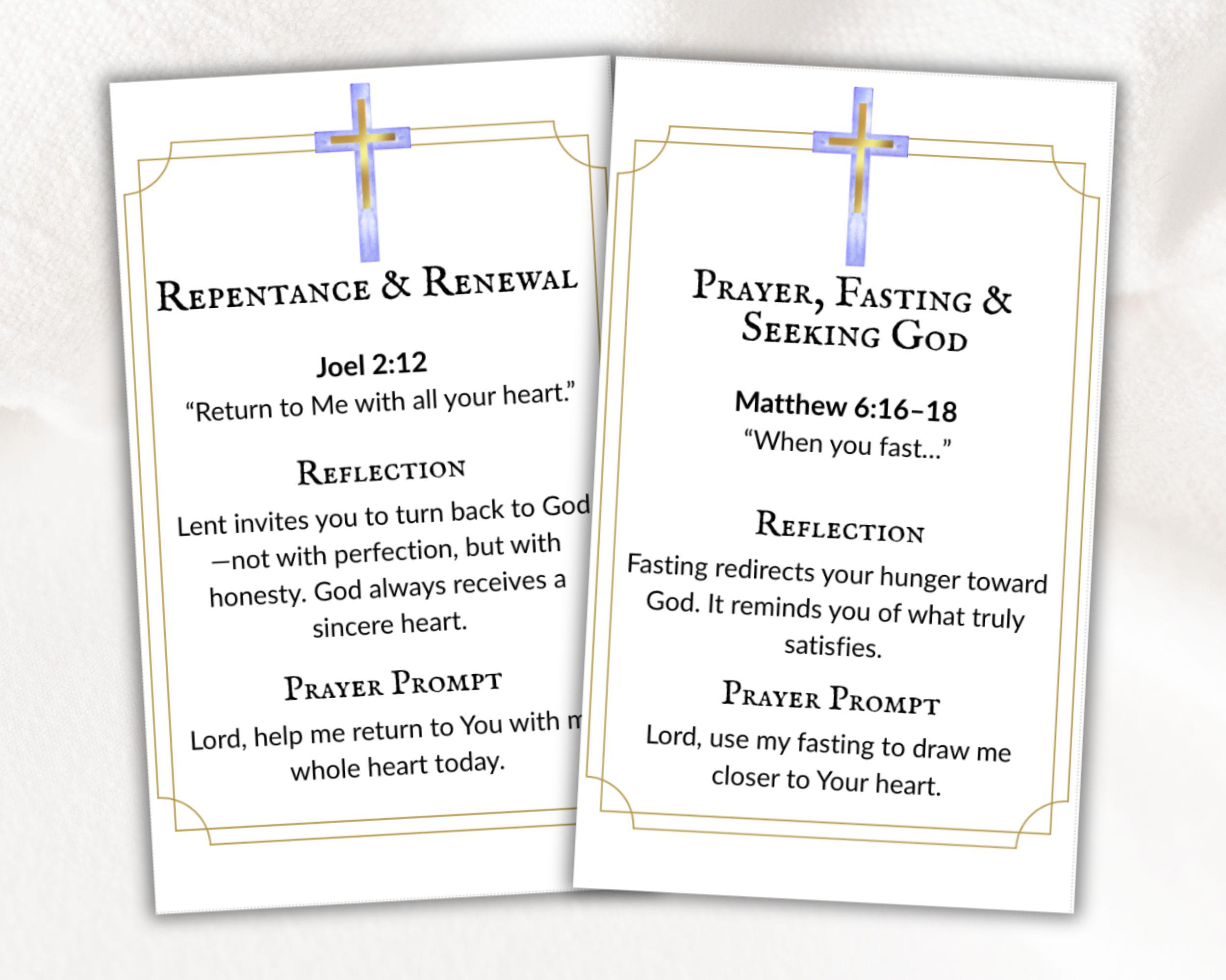 Lent Scripture Cards Printable Prayer Cards 40 Days of Lent Bible ...