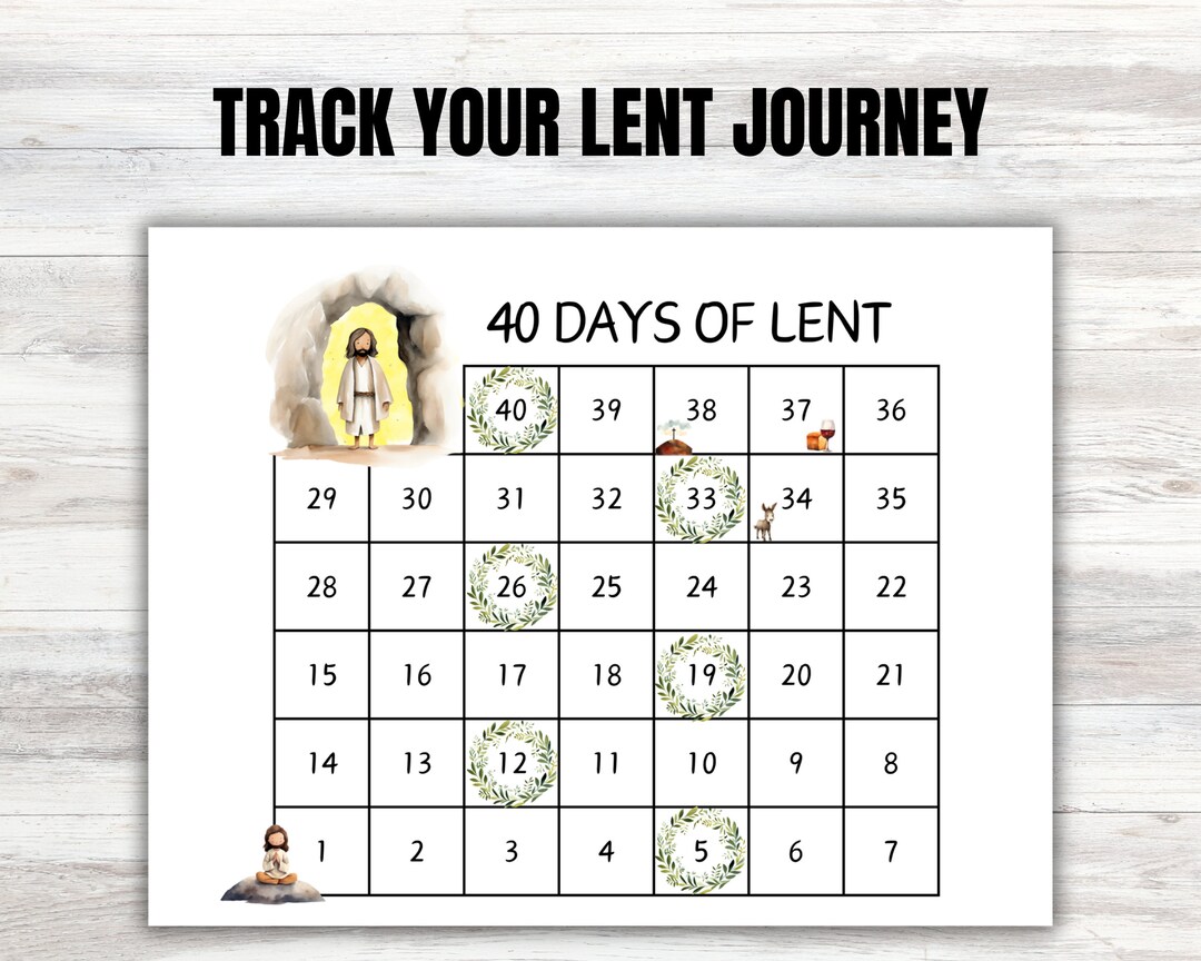 Lent Calendar, Lent Printable, Family Lent Calendar, 40 Days of Lent