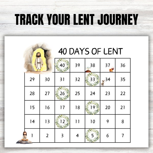 Lent Calendar, Lent Printable, Family Lent Calendar, 40 Days of Lent, Easter Countdown, Lent for Kids