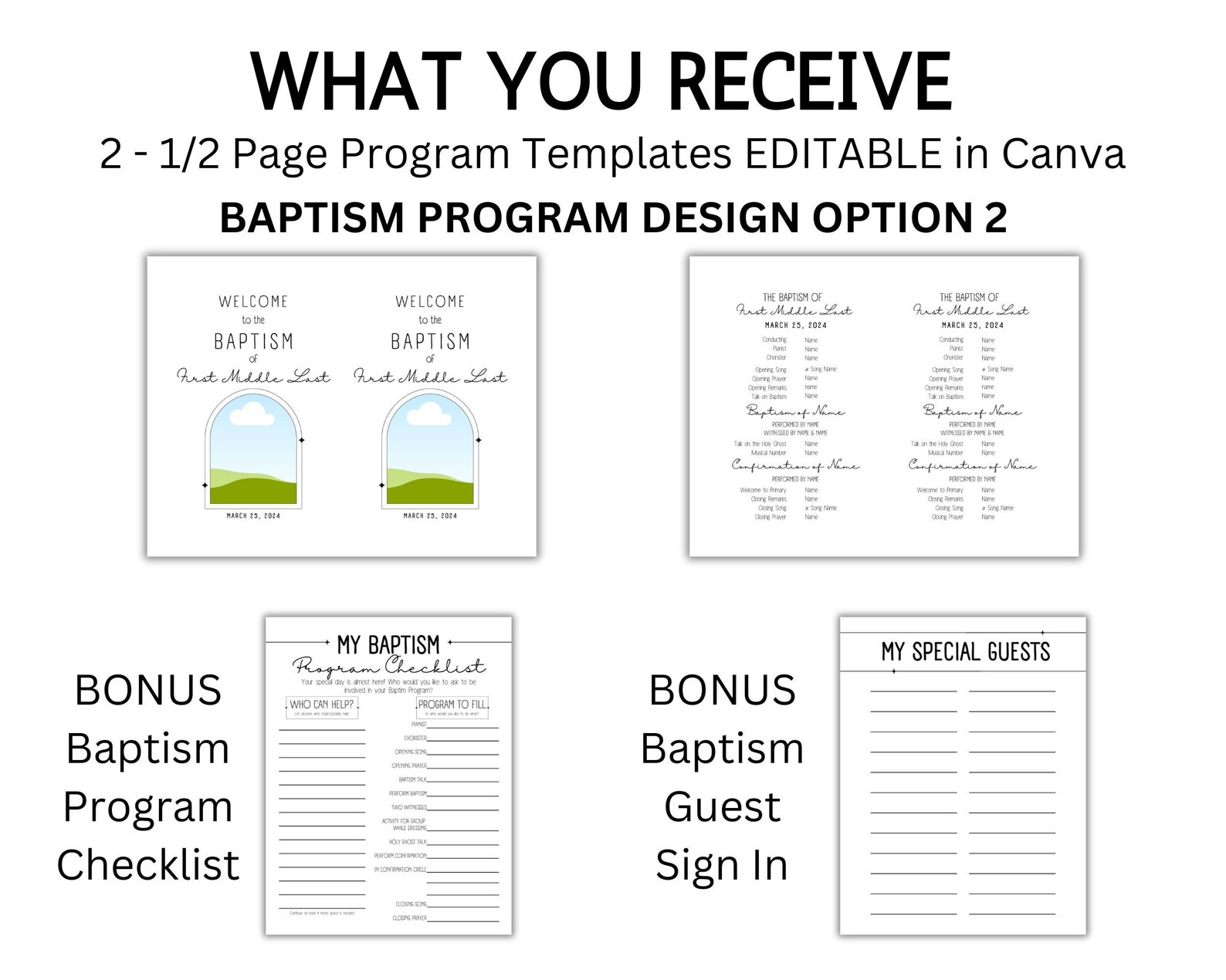 Editable LDS Baptism Program, 1/2 Page Baptism Program Template for Boy ...